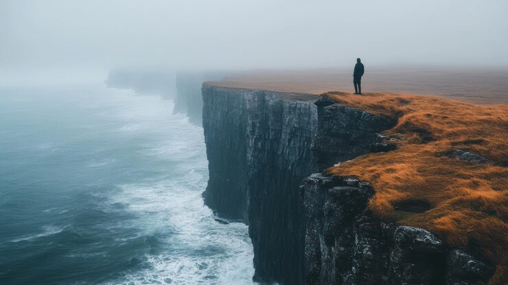 Photo la solitude sur la falaise