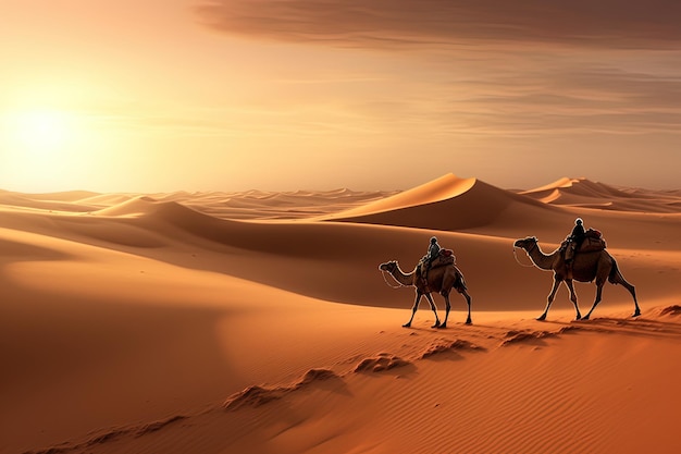 La solitude des nomades du désert traversant les dunes sans fin