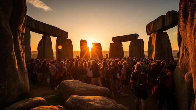 Solstice d'été de Stonehenge au lever du soleil