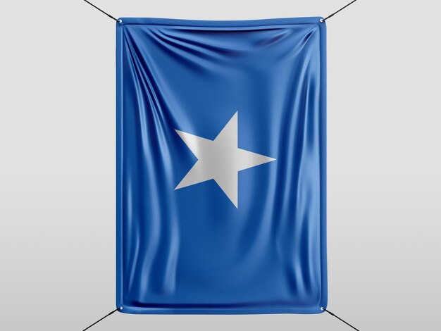 Somalie du drapeau de rendu 3D isolé et fond blanc