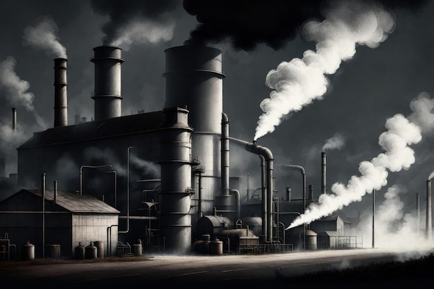 Une sombre image d’une usine qui fume