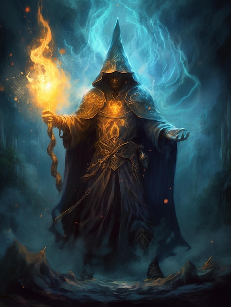 sombre sorcier mage personnage prestidigitateur sorcier lanceur de sorts