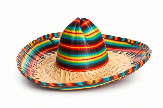 Photo sombrero mexicain coloré staw hat panama fedora sur fond blanc