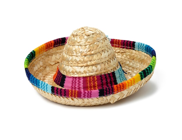 Sombrero paille miniature sur fond blanc isolé