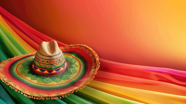Photo sombrero tissé traditionnel cinco de mayo arrière-plan festif