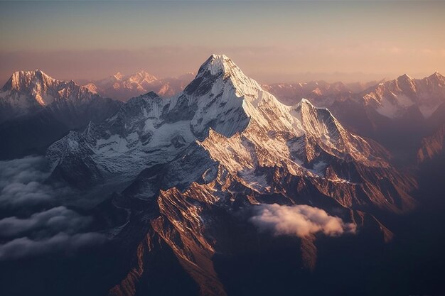 Un sommet de montagne avec de la neige au sommet