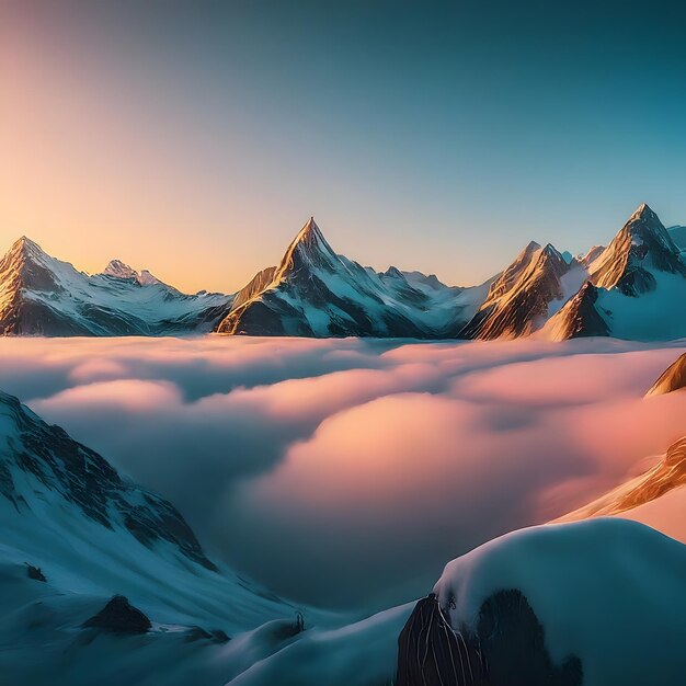 Les sommets majestueux des montagnes La nature à couper le souffle La photographie du paysage Microstock Image