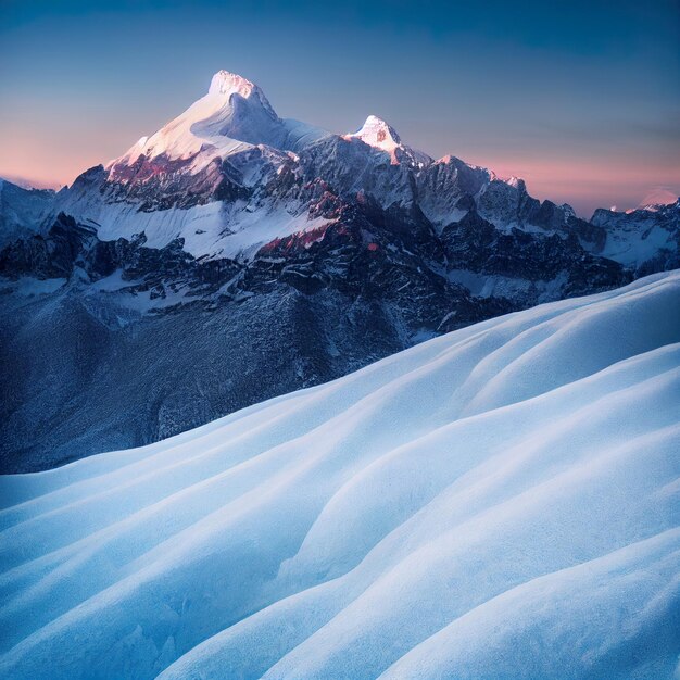 Sommets de montagne en hiver paysage de montagnes couvertes de neige