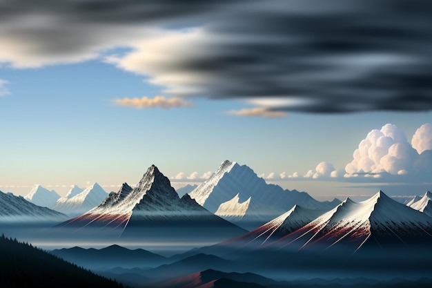 Sommets de montagne sous ciel bleu et nuages blancs paysage naturel fond d'écran photographie de fond