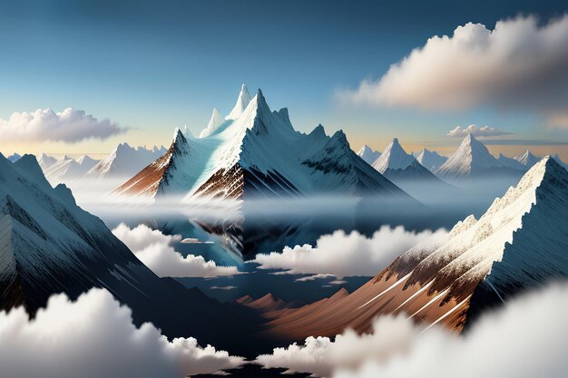 Sommets de montagne sous ciel bleu et nuages blancs paysage naturel fond d'écran photographie de fond