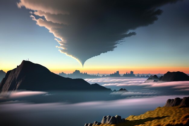 Sommets de montagne sous ciel bleu et nuages blancs paysage naturel fond d'écran photographie de fond