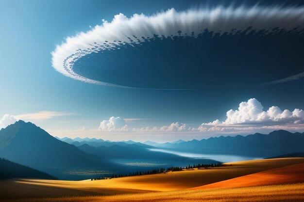 Des sommets de montagne sous un ciel bleu et des nuages blancs paysage naturel papier peint photo de fond