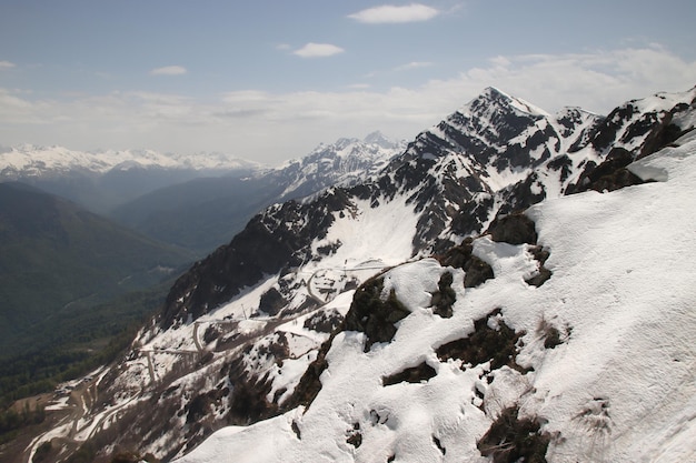 sommets des montagnes dans la neige