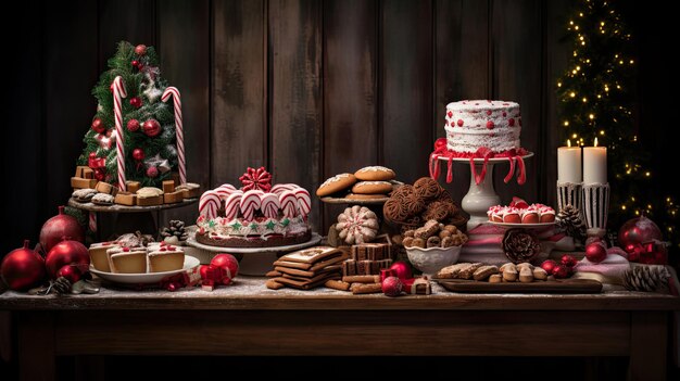 Photo une somptueuse tartinade de friandises des fêtes sur la table