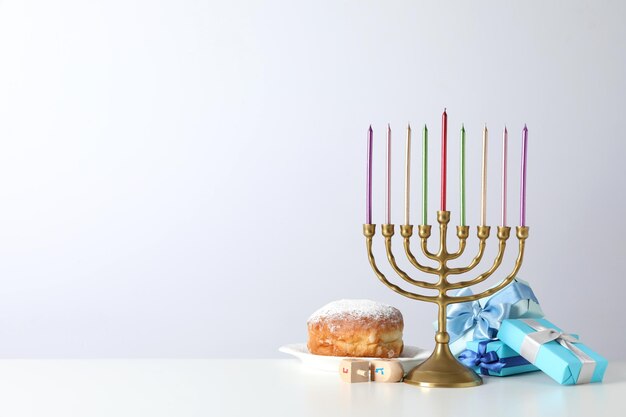 Soncept de la fête juive Hanukkah espace pour le texte