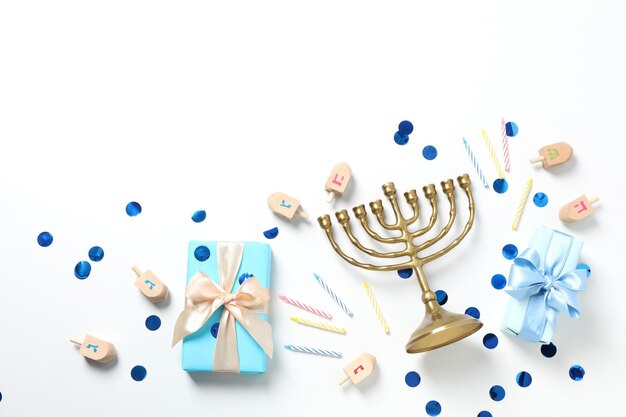 Soncept de la fête juive Hanukkah espace pour le texte