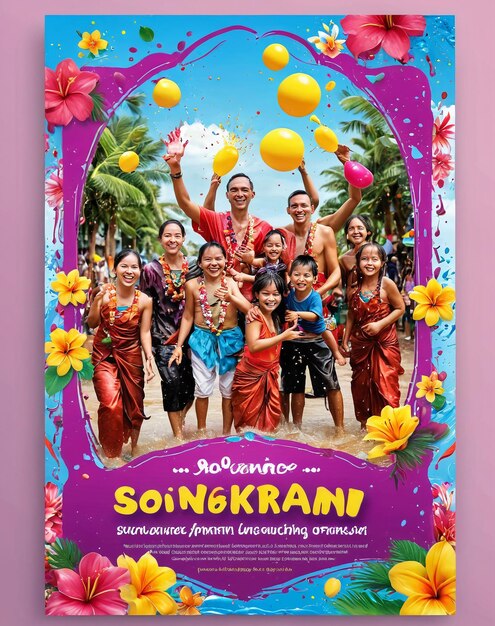 Photo songkran un flyer pour une fête d'été