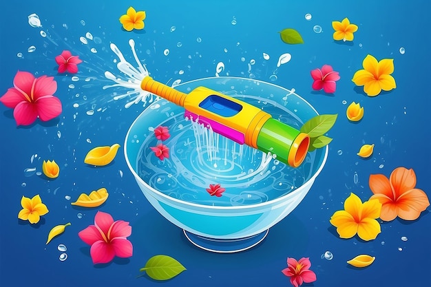 Songkran jour eau dans le bol eau éclaboussure pistolet d'eau cette Thaïlande fleur d'été