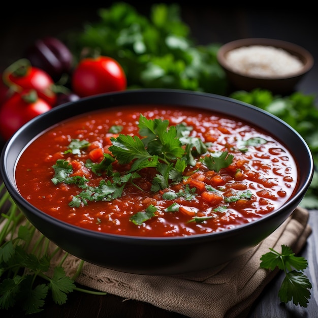 Sopa de Gazpacho Soupe de légumes réfrigérée similaire au gazpacho souvent faite avec des poivrons au concombre