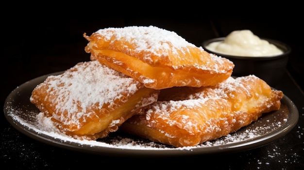 Sopapillas Pâtisserie sucrée frite servie avec du miel ou du sucre en poudre