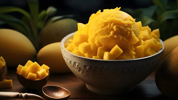 Sorbet au fruit de la passion à base de mangue