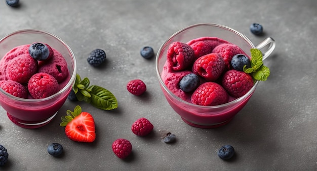 Sorbet aux baies dans un beau verre ai génération