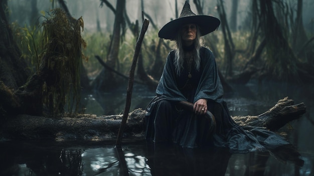 La sorcière du marais, l'avatar noir, la sorcière de la tourbière, la photographie, l'art généré par l'IA 03