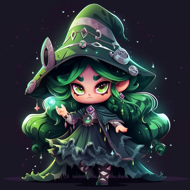 sorcière d'Halloween chibi