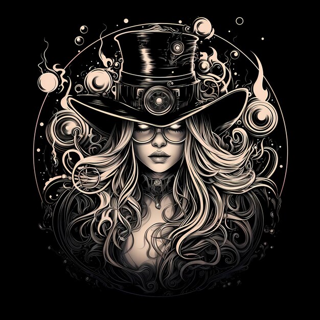 sorcière portant un chapeau steampunk google glass