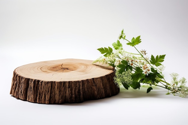 un souche d'arbre à partir des branches d'un arbre à côté d'un fond blanc