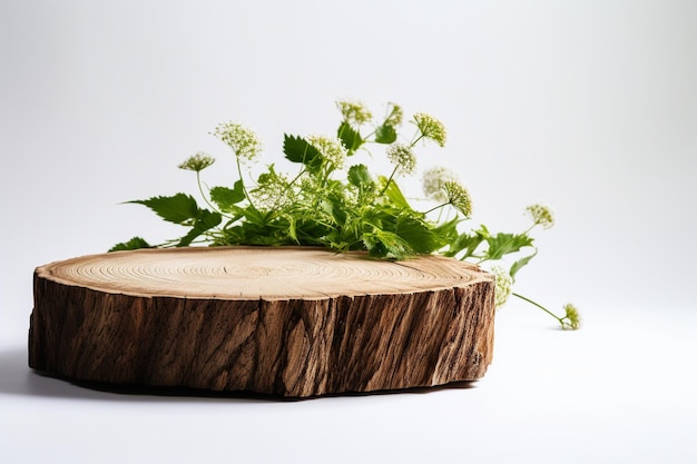 un souche d'arbre à partir des branches d'un arbre à côté d'un fond blanc