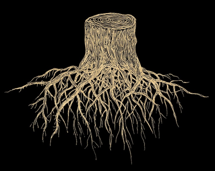 Photo une souche avec une racine d'arbre