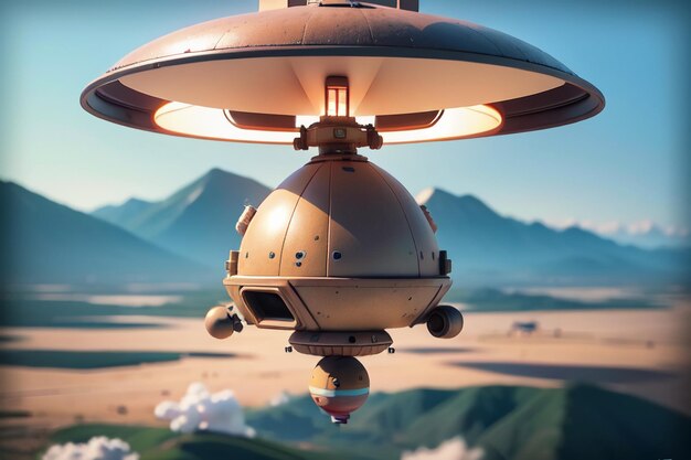 Photo une soucoupe volante extraterrestre, un vaisseau spatial ovni, un avion de civilisation avancée, un fond de papier peint.