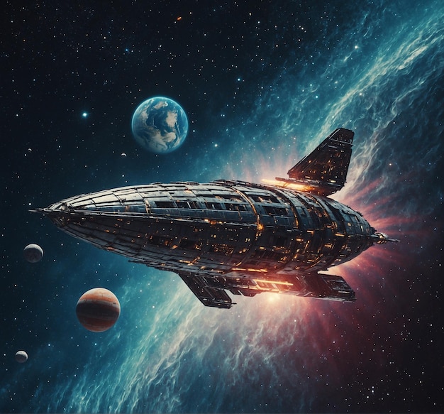 Photo une soucoupe volante futuriste dans l'espace 3d