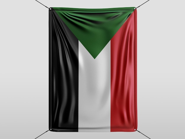 Soudan du drapeau de rendu 3D isolé et fond blanc
