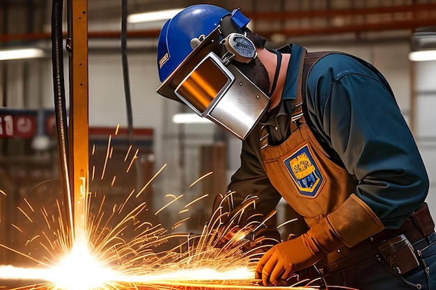 Soudeur au travail Jour de travail Ouvrier soudeur à l'usine AI Génératif