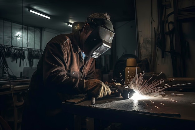 Les soudeurs soudent des pièces dans l'atelier Image générée par la technologie AI