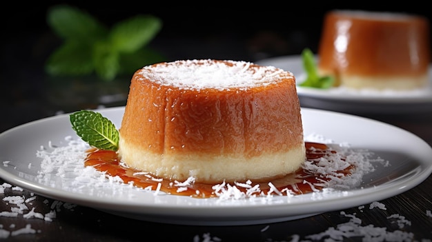 Souffle au four et à la noix de coco Souffle caramélisé léger avec noix de Coco