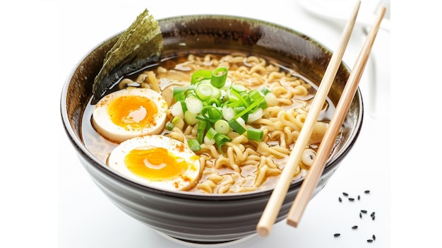 Soupe au ramen sur fond blanc Génératif Ai