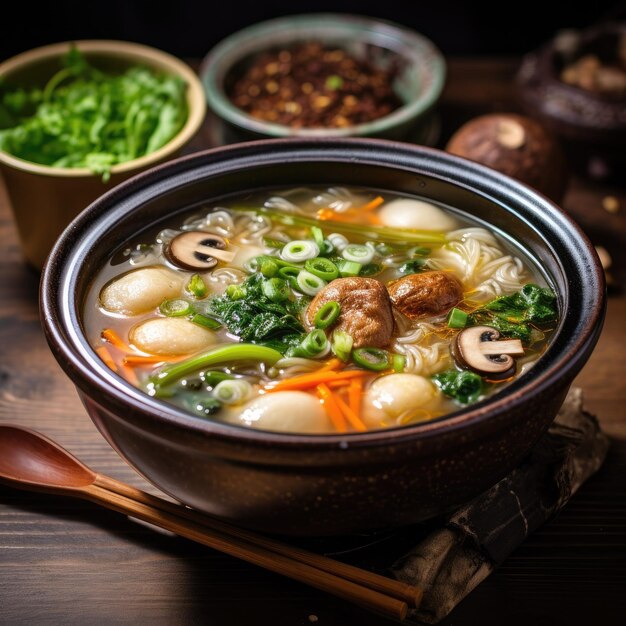 Soupe aux boulettes coréennes réconfortante Manduguk Élégance réconfortante Capturer la bonté torride et