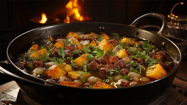 Soupe aux champignons crémeux avec du persil frais et du sésame