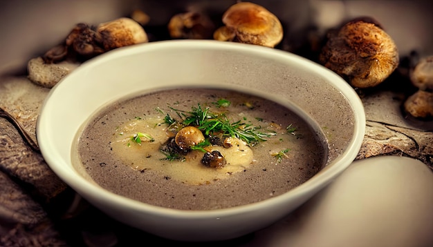 Soupe aux champignons Générative Ai