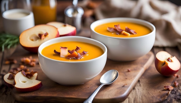 Soupe de citrouille avec pommes et bacon