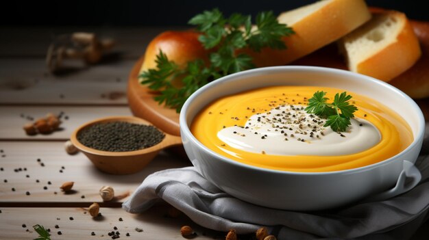 Soupe à la crème de carottes, petit-déjeuner aux légumes