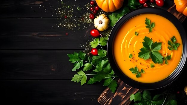 Photo soupe à la crème avec citrouille et espèces