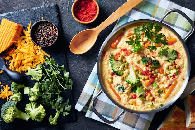 soupe crémeuse au brocoli et aux légumes