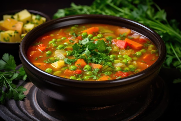 soupe de légumes au persil