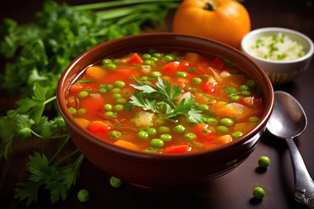 Photo soupe de légumes avec de la persil