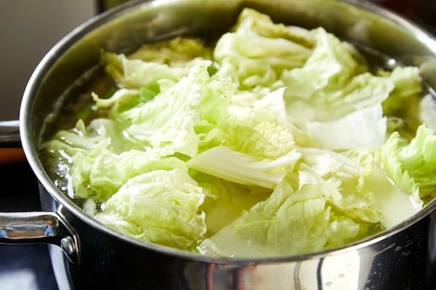 Soupe de légumes et de porc haché