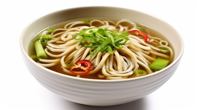 soupe de nouilles végétales ramen avec fond blanc